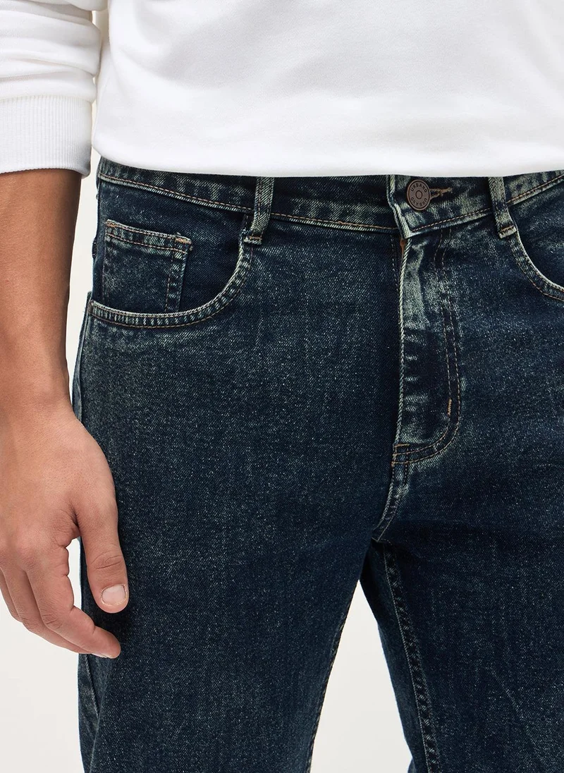 Urbano Fashion  Urbano Fashion Men's Dark Blue Regular Fit Heavy Washed Denim Jeans Stretchable for Men | Best Price UAE